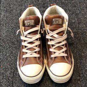 Converse Brown Leather High Tops